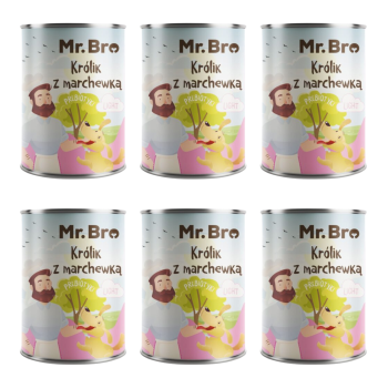 Mr. Bro LIGHT Karma mokra dla psa Królik z Marchewką z Prebiotykami 6x400g