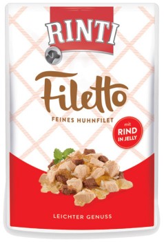 RINTI FILETTO Mokra karma dla psa Kura i wołowina w galaretce 100g