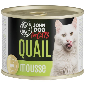 John Dog for Cats Monobiałkowa Karma mokra dla kota Przepiórka Mus 200g