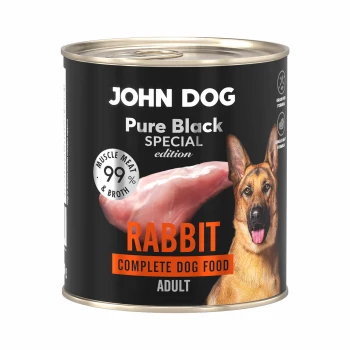 John Dog Pure Black Special Edition Karma mokra dla psa Królik 800g