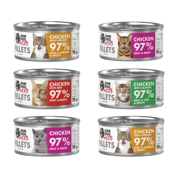 John Dog for Cats Mokra karma dla kota Mix Smaków Filety 6x70g ZESTAW