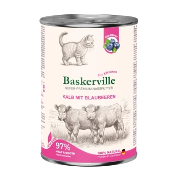 BASKERVILLE Super Premium Mokra karma dla kociąt Cielęcina z jagodami 400g