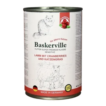 BASKERVILLE Sensitive Mokra karma dla kota Jagnięcina z żurawiną 400g