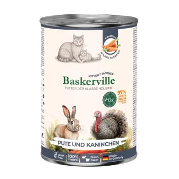 BASKERVILLE Mokra karma dla kotek karmiących i kociąt INDYK I KRÓLIK 400g