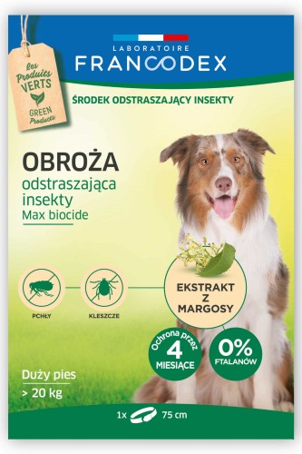 FRANCODEX Obroża dla dużych psów powyżej 20 kg odstraszająca insekty - 75 cm.jpg