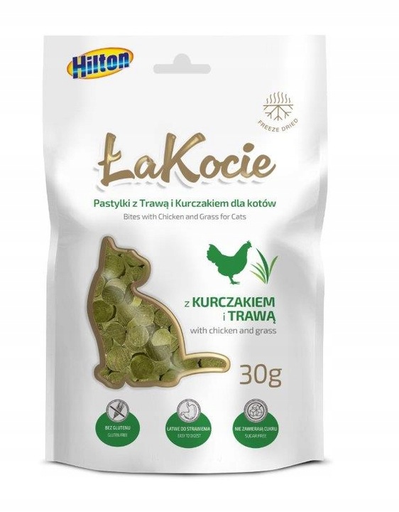 HILTON Pastylki z Trawą i Kurczakiem naturalny przysmak dla kota 30g