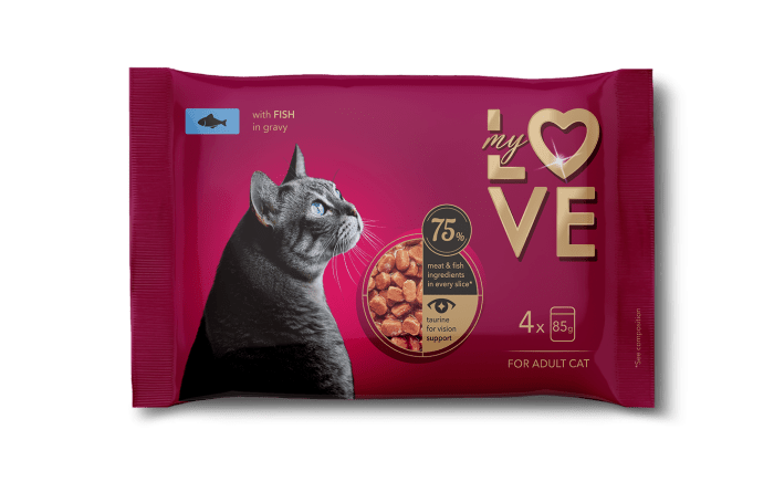 IdeaPet Pełnoporcjowa mokra karma w saszetkach dla dorosłych kotów z rybą w sosie 4x85g My Love