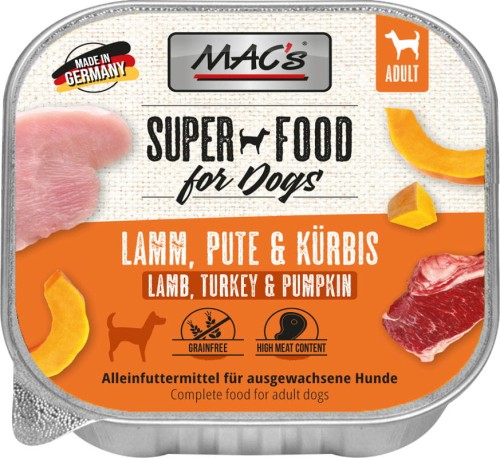 MAC'S Dog Mokra karma dla psa, tacka Jagnięcina, indyk i dynia 150g