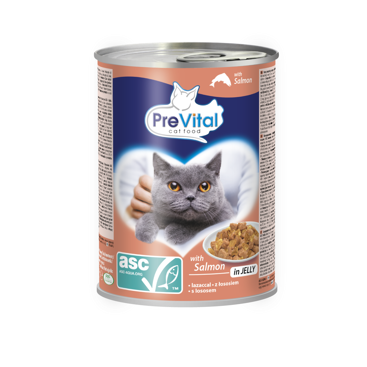 PREVITAL Cat Food Mokra karma dla kota z Łososiem ASC w galaretce 415g