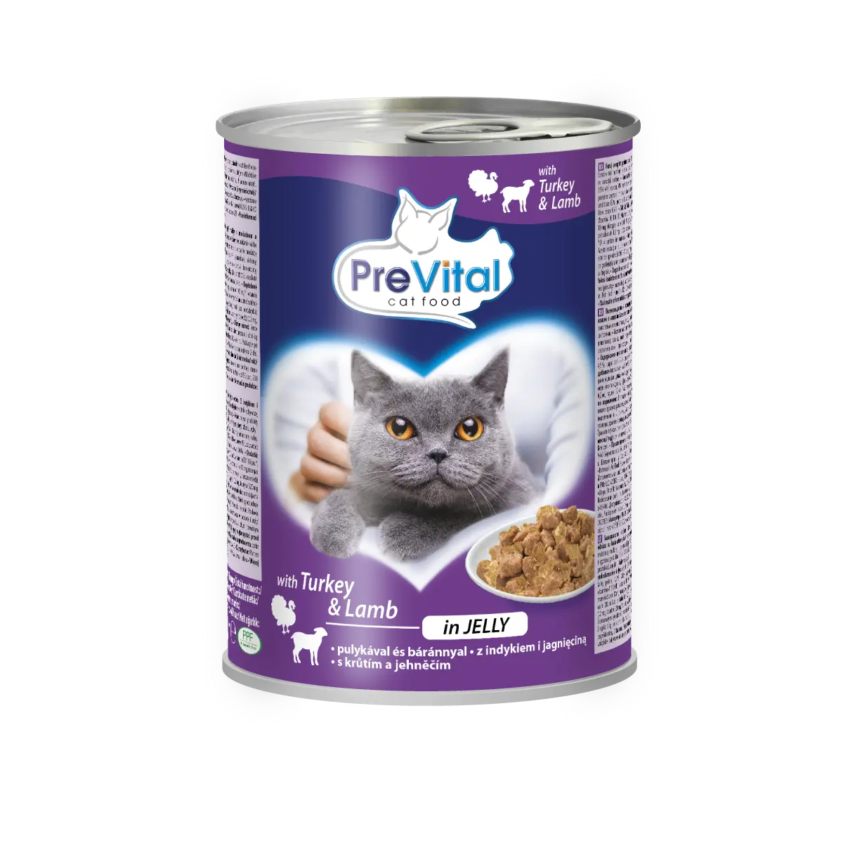 PREVITAL Cat Food Mokra karma dla kota z Jagnięciną i Indykiem w galaretce 415g
