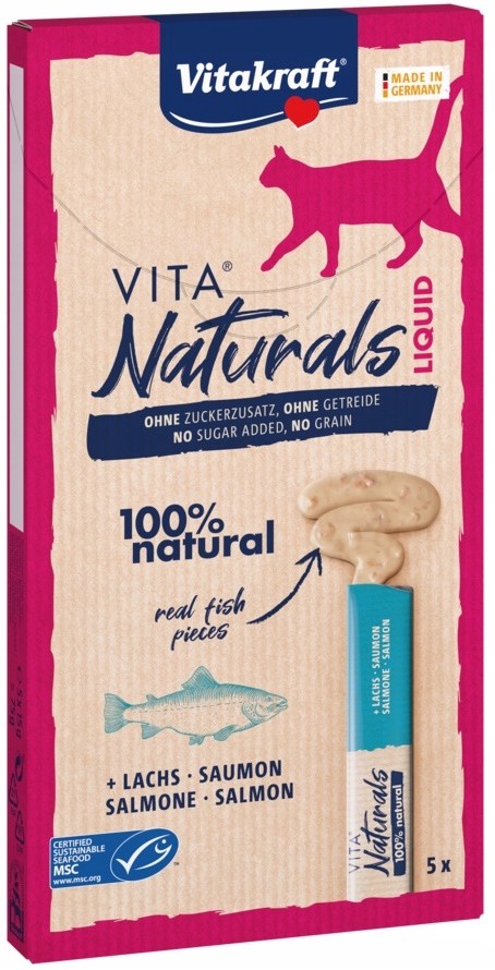 Vitakraft Cat Vita Naturals Liquid Przysmak dla kota Łosoś 5x15g